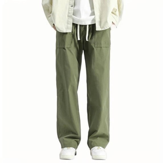 Mlzmgr Plus Size Mens Pants with Pockets M-5XL Drawstring Elastic Waist Trousers Sports Gym Workout Pants