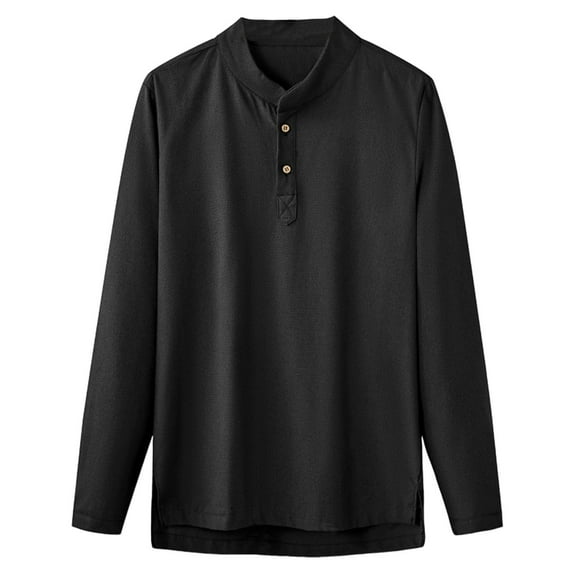 Mlzmgr Plus Size Mens Shirts Collar Cotton Breathable Long Sleeve Knit Casual Loose Fitted Mens Tops M-5XL