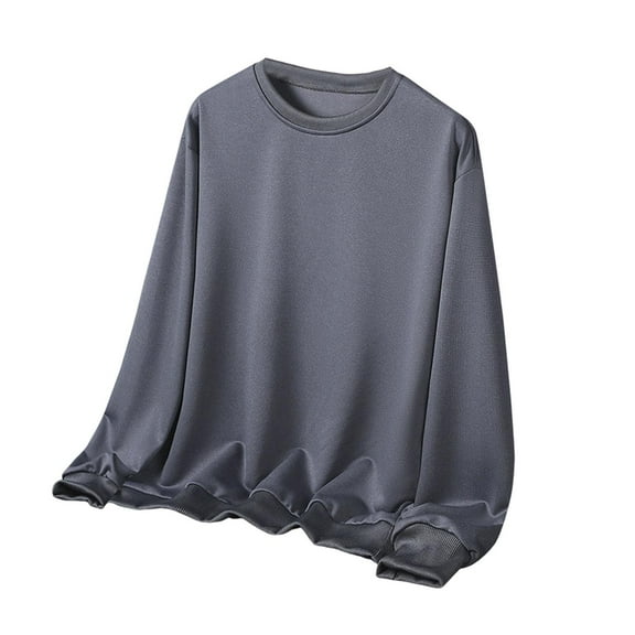 Mlzmgr Plus Size Mens Shirts Long Sleeve Crew Neck Men's Fashion Casual Tops Daily Wear Lounge Shirts S-5XL