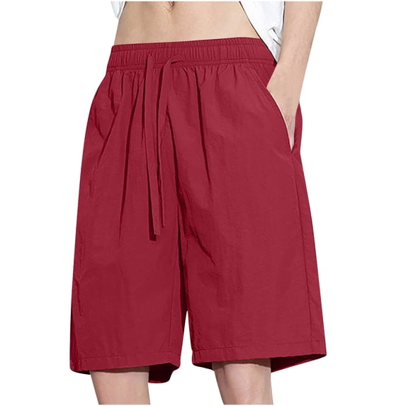 Mlzmgr Plus Size Nylon Short for Men S-5XL Drawstring Elastic Waist Wide Leg Shorts Loose Comfy Workout Shorts