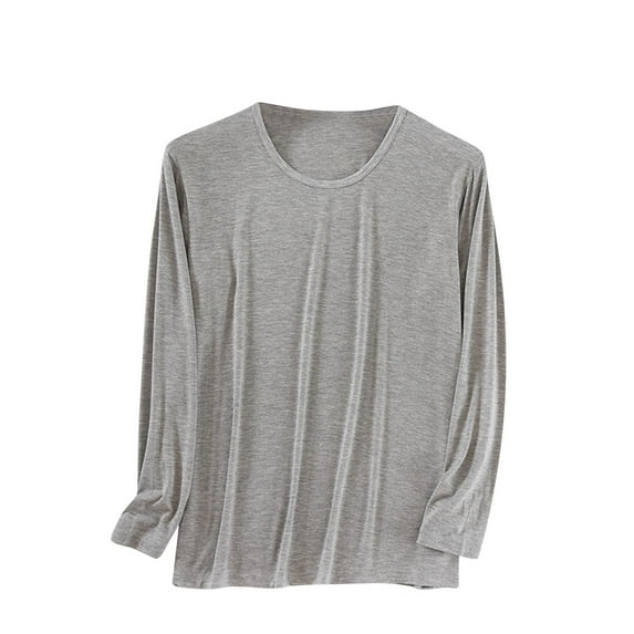 Mlzmgr Plus Size Pajama Shirts for Men L-4XL Long Sleeve Crewneck Loose Fitted Shirts Loungewear Sleep Tops