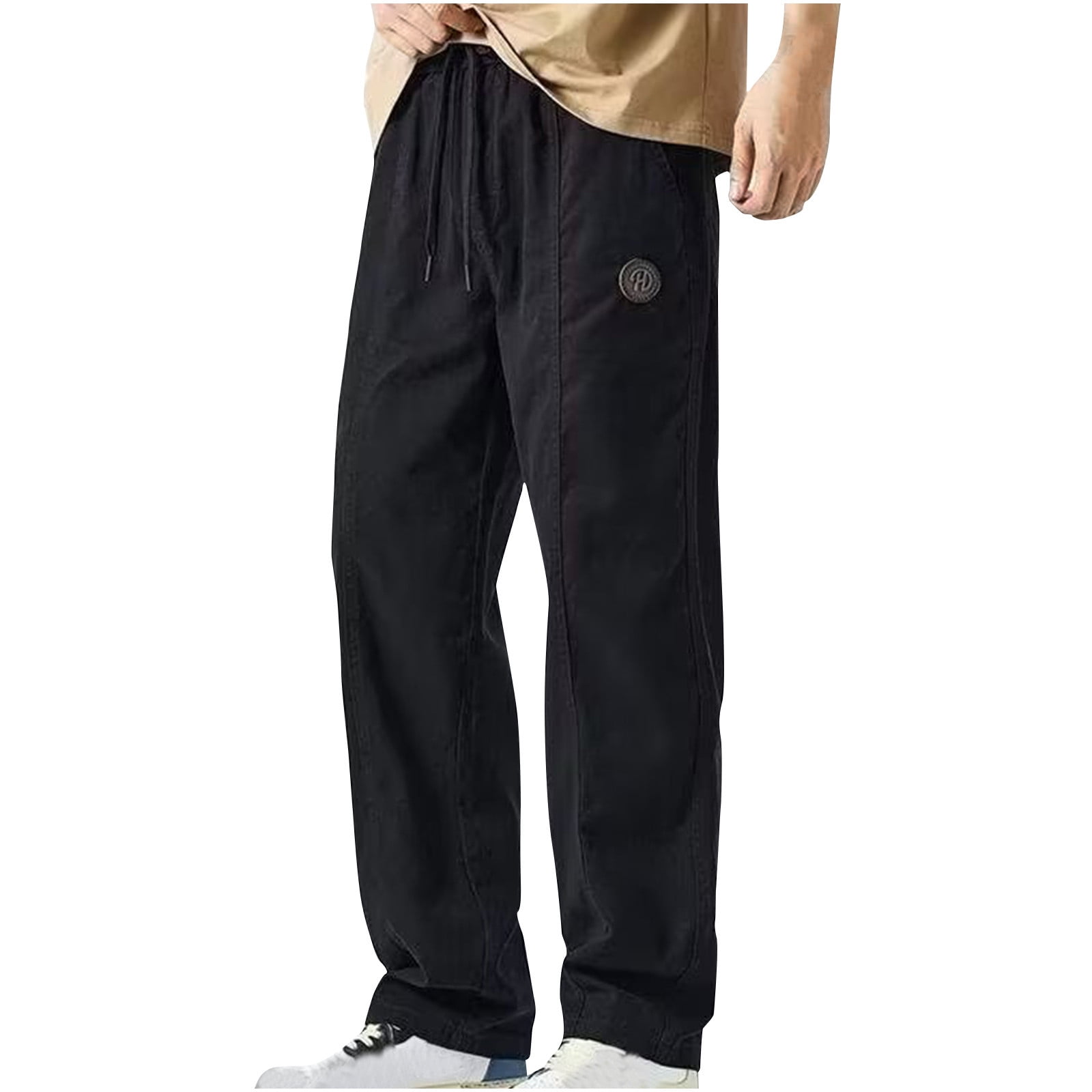 Mlzmgr Plus Size Pants for Men M-5XL Loose Fitted Drawstring Elastic ...