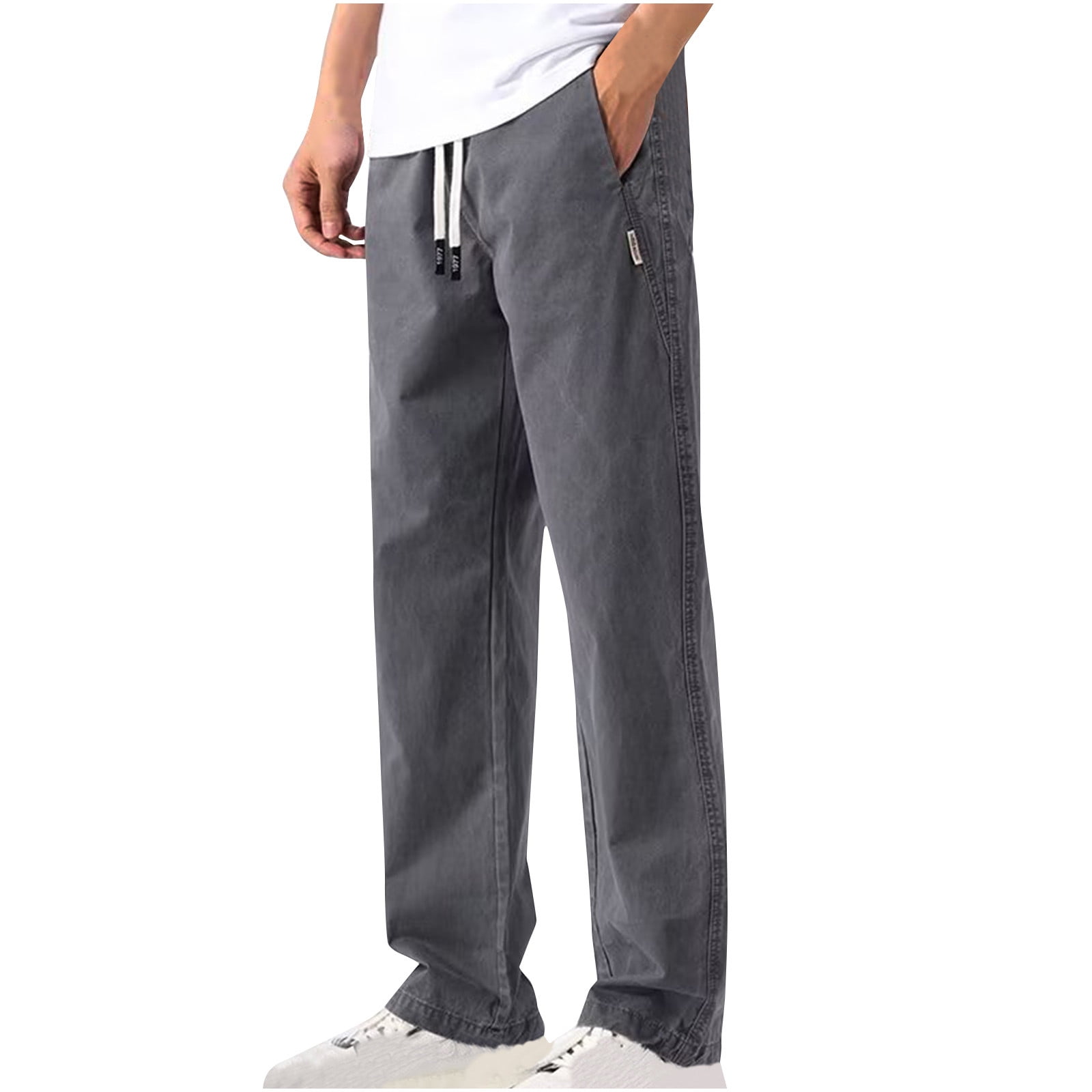 Mlzmgr Plus Size Pants for Men M-5XL Loose Fitted Drawstring Elastic ...