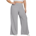 thumbnail image 1 of Mlzmgr Plus Size Pants for Women Wide Leg Stretchy High Waisted Casual Running Yoga Pants Solid Color Leggings(3X-Large,Gray), 1 of 6