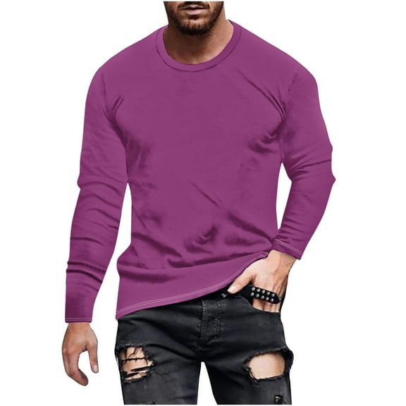 Mlzmgr Plus Size Sweatshirts M-5XL for Men Crewneck Long Sleeve Tops Loose Fitted Warm Casual Shirts Solid Color
