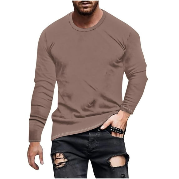 Mlzmgr Plus Size Sweatshirts M-5XL for Men Crewneck Long Sleeve Tops Loose Fitted Warm Casual Shirts Solid Color