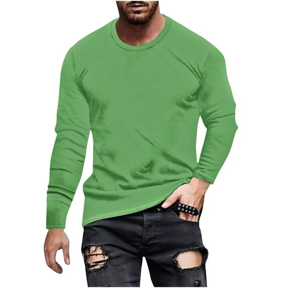 Mlzmgr Plus Size Sweatshirts M-5XL for Men Crewneck Long Sleeve Tops Loose Fitted Warm Casual Shirts Solid Color