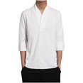 thumbnail image 1 of Mlzmgr Plus Size Tops for Men V Neck 3/4 Sleeve Loose Casual Lightweight Solid Color Shirts Tops, 1 of 6