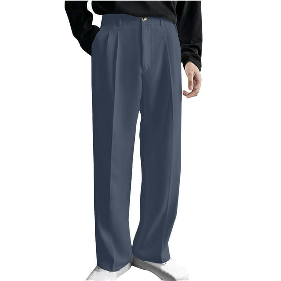 Mlzmgr Plus Size Work Pants for Men Straight Leg Loose Fitted Dress Pants Business Casual Pants S-5XL