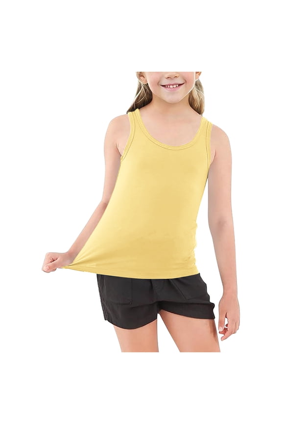 Racer Back Tank Tops for Kids Youth Workout Basketball Sleeveless Crew Neck Tops Moisture Wicking