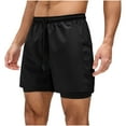 thumbnail image 1 of Mlzmgr Running Mens Shorts 2 in 1 Drawstring Elasitc Waist Shorts with Pockets Outdoor Workout Shorts for Men, 1 of 5