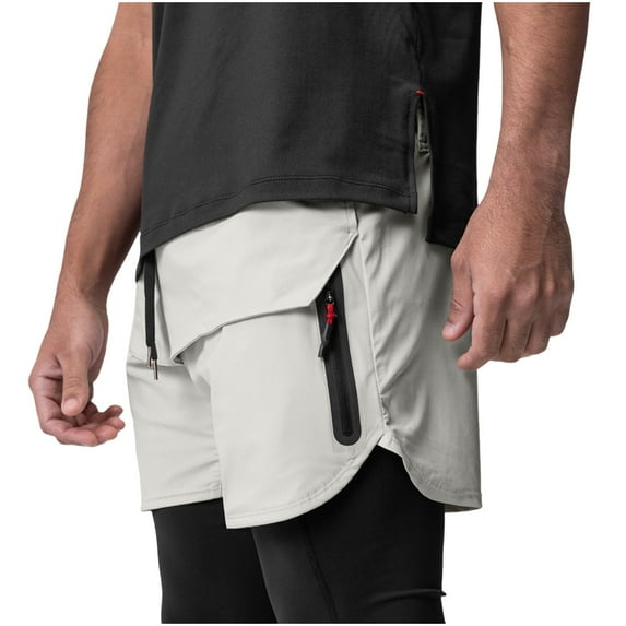 Mlzmgr Running Shorts for Men Straight Leg Workout Lightweight Solid Color Casual Athletic Shorts Zipper Pockets