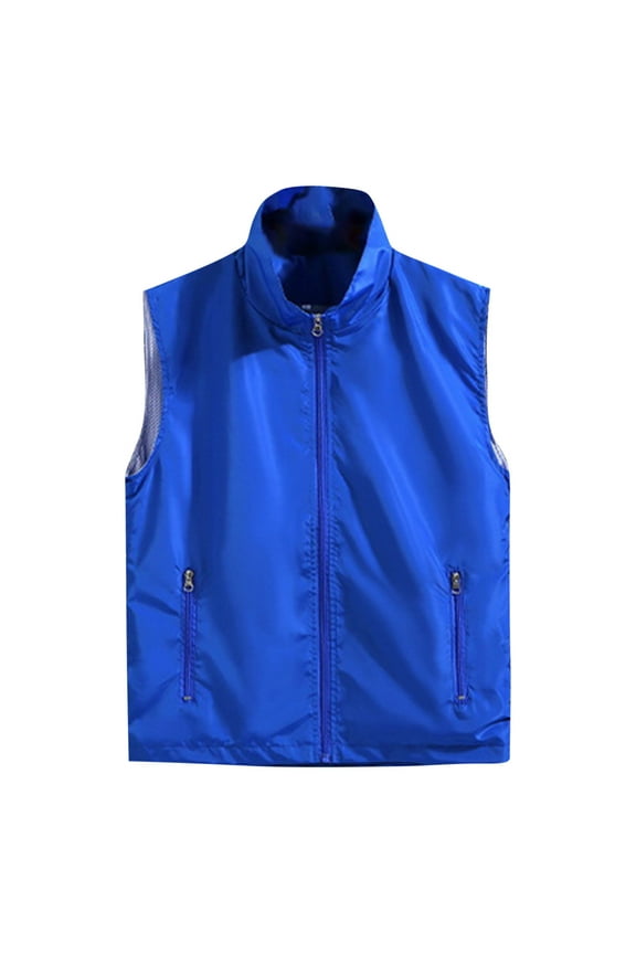 Shirts for Man Zipper up Sleeveless Windproof Lightweight Shirts with Pockets Hiking Running Sports Jacket