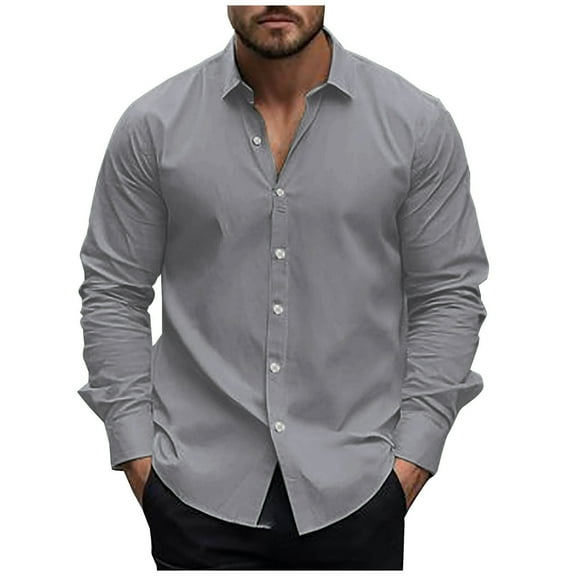 Mlzmgr Shirts for Men Long Sleeve Collared Neck Button down Casual Business Work Dress Shirts for Men