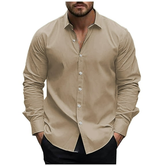 Mlzmgr Shirts for Men Long Sleeve Collared Neck Button down Casual Business Work Dress Shirts for Men