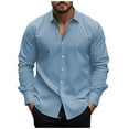 thumbnail image 1 of Mlzmgr Shirts for Men Long Sleeve Collared Neck Button down Casual Business Work Dress Shirts for Men, 1 of 5