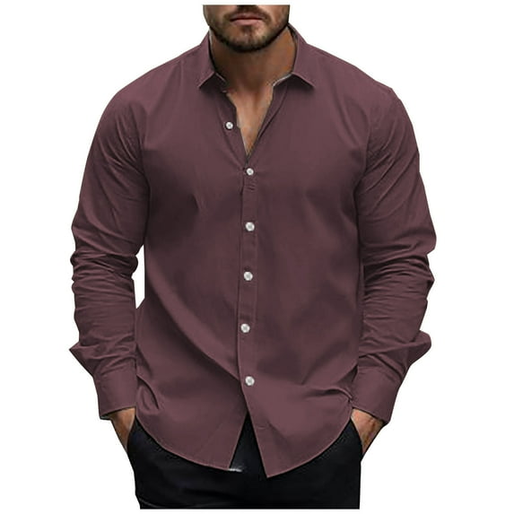 Mlzmgr Shirts for Men Long Sleeve Collared Neck Button down Casual Business Work Dress Shirts for Men