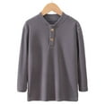 thumbnail image 1 of Mlzmgr Shirts for Teen Girls Long Sleeve Crew Neck 1/4 Button Cotton Breathable Fall Winter Clothing Boys Girls, 1 of 4