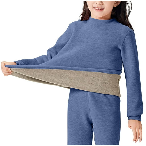 Mlzmgr Shirts for Teens Fleece Warm Long Sleeve Stretchy High Neck Casual Sleepwear Tops for Kids 3-15 Years Boys Girls