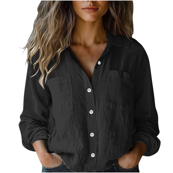 Mlzmgr Shirts for Women Button down Long Sleeve Collared Neck with Pockets Loungewear Lightweight Shirts