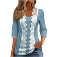 thumbnail image 1 of Mlzmgr Shirts for Women Lace Square Neck 3/4 Sleeve Breathable Womens Pullover Going out Casul Shirts Fall Trendy, 1 of 5