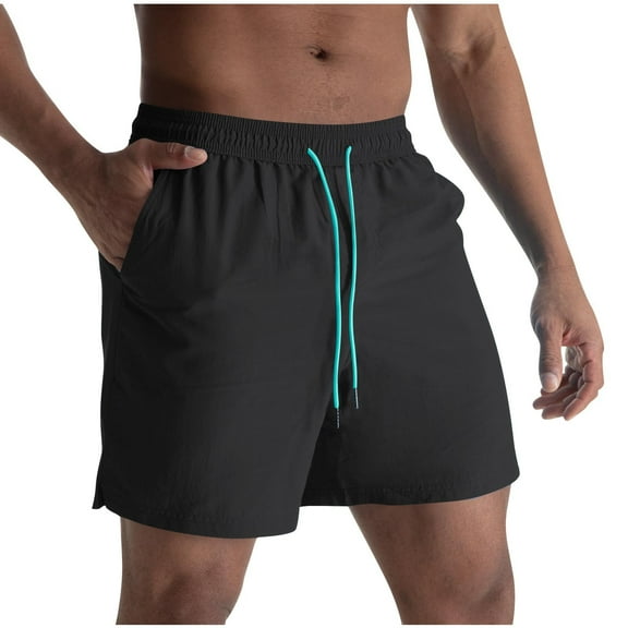 Mlzmgr Shorts Men Slim Fitted 7 Inch Inseam Spandex Drawstring Shorts Elastic Waisted Ahtletic Casual Shorts with Pockets