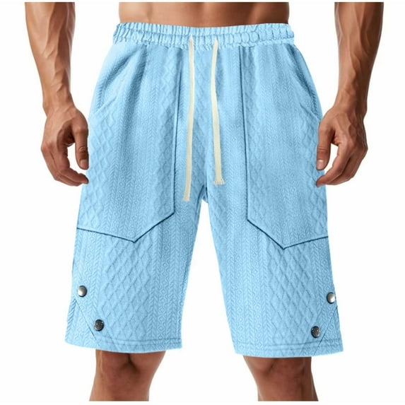 Mlzmgr Shorts for Men 7 Inch Inseam Elastic Waist Drawstring Shorts for Men Loose Fitted Casual Workout Shorts