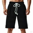 thumbnail image 1 of Mlzmgr Shorts for Men Knee Length Elastic Waist Drawstring Shorts with Pockets Loungewear Knitted Short Pants, 1 of 7