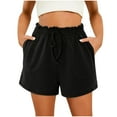 thumbnail image 1 of Mlzmgr Shorts for Women Cotton Elastic High Waist Shorts with Pockets Solid Color Summer Vacastion Lounge Shorts, 1 of 5
