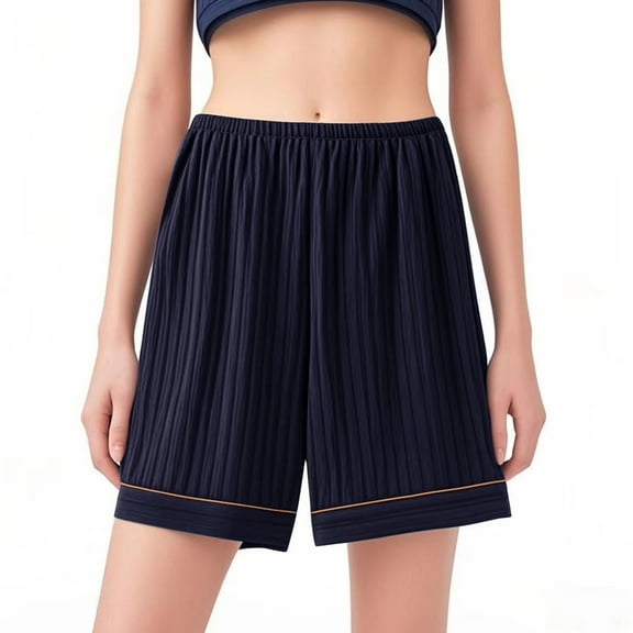 Mlzmgr Shorts for Women Cotton Knitted Loose Fitted Knee Length Soft Comfy Pajama Shorts Sleep Wear