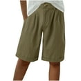 thumbnail image 1 of Mlzmgr Shorts for Women Linen Wide Leg Button Loose Shorts Knee Length Summer Vacation Travel Beach Shorts, 1 of 5