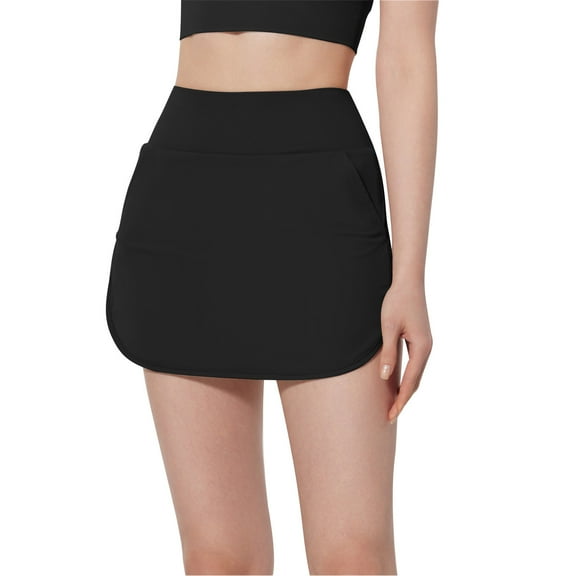 Mlzmgr Skorts for Women Stretchy Elastic Waist Athletic Skirt with Pockets Solid Color Tennis Shorts