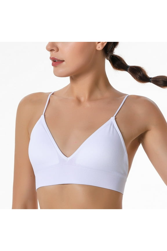 Sports Bras for Women High Support Deep V Spaghetti Strap Breathable Wireless Running Camis Bras