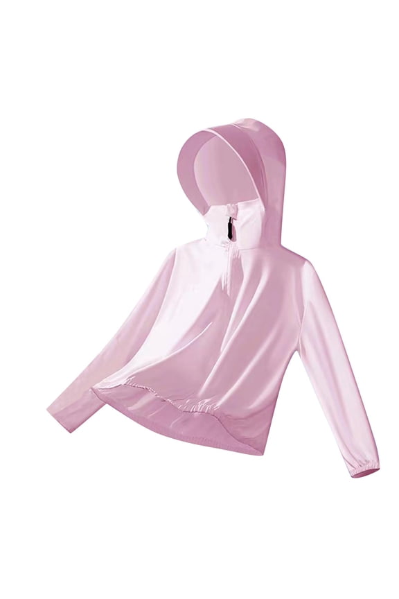 Sun Protection Jackets for Teens with Face Mask Cotton Breathable Hooded Casual Outdoor Hiking Coats 2-15 Years