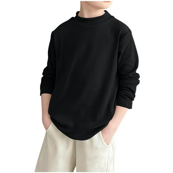 Mlzmgr Sweaters for Teen Boys Long Sleeve High Neck Fitness Crew Neck Tops for Kids Fall Winter Outdoor Homewear Shirts