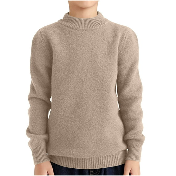 Mlzmgr Sweaters for Teens Long Sleeve High Neck Knitted Fleece Pullover Fall Winter Outdoor Thermal Casual Tops Boys Girls