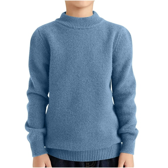 Mlzmgr Sweaters for Teens Long Sleeve High Neck Knitted Fleece Pullover Fall Winter Outdoor Thermal Casual Tops Boys Girls