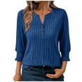 thumbnail image 1 of Mlzmgr Sweaters for Women 3/4 Sleeve V Neck Ribbed Knit Womens Casual Shirts Going out Loungewear Womens Blouses, 1 of 7