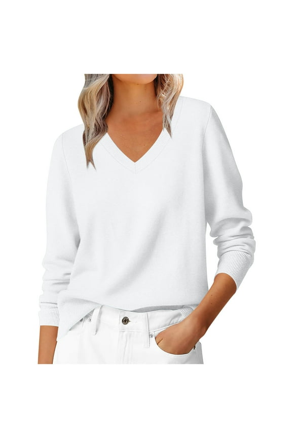 Sweaters for Women Cotton Knit Crewneck Long Sleeve Pullover with Built in Bra Casual Going out Shirts