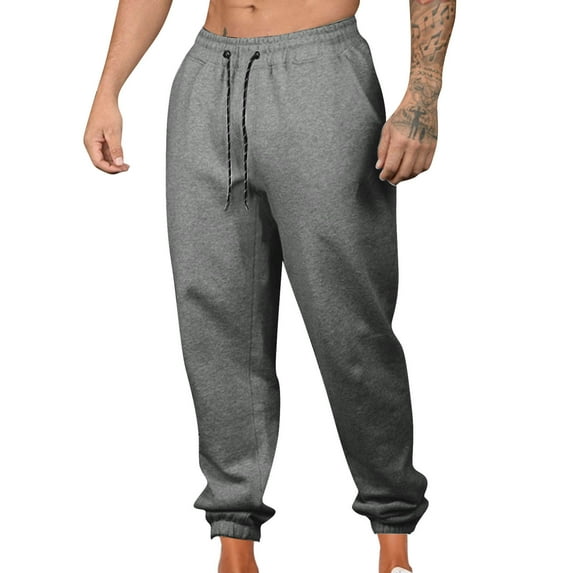 Mlzmgr Sweatpants for Men Cotton Elastic Waist Drawstirng Jogger with Pockets Breathable Running Gym Trousers