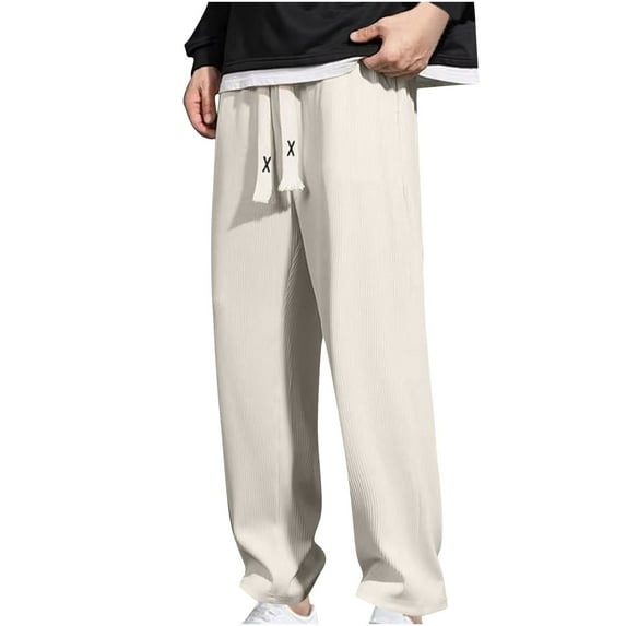 Mlzmgr Sweatpants for Men Loose Fitted Drawstring Ribbed Knit Pants Quick Drying Gym Workout Pants