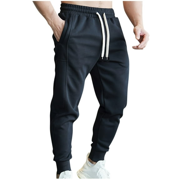 Mlzmgr Sweatpants for Men Slim Fitted Straight Leg Drawstring Joggers Running Gym Workout Trousers