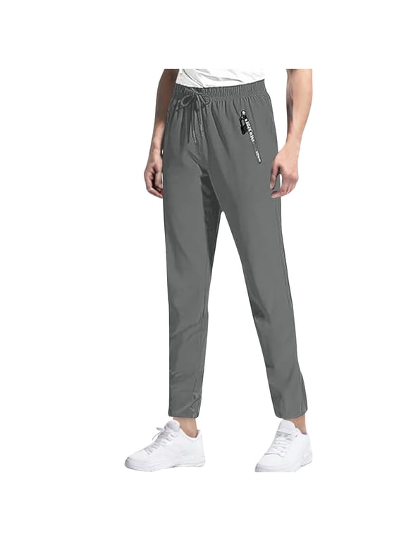 Sweatpants for Men with Zipper Pockets Elastic Waist Straight Leg Drawstring Joggers Athletic Trousers