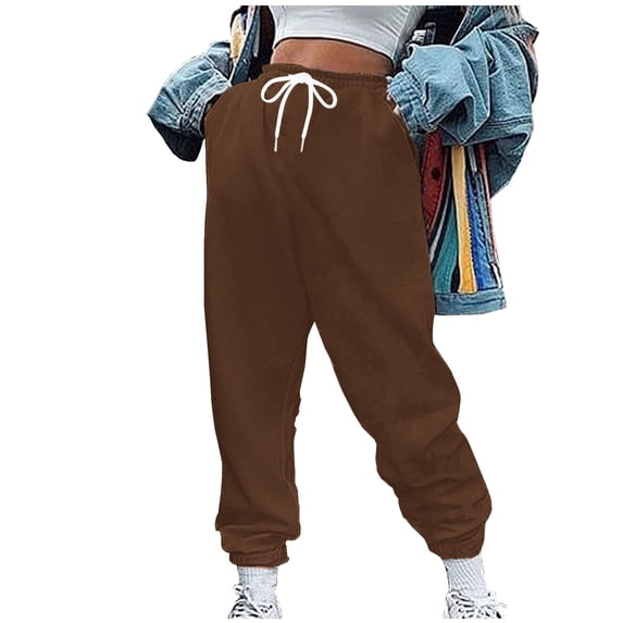 Mlzmgr Sweatpants for Women Joggers with Pockets Drawstring Elastic Waist Sports Running Trousers