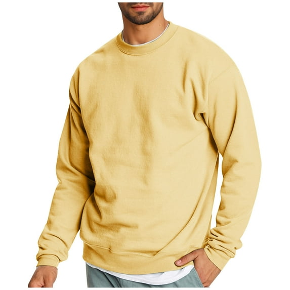 Mlzmgr Sweatshirts Men Fleece Crew Neck Long Sleeve Warm Shirts Casual Running Outdoor Mens Tops Winter S-3XL