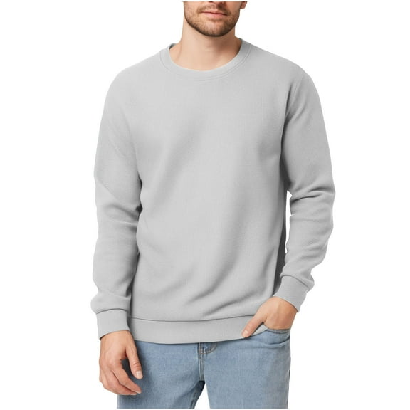 Mlzmgr Sweatshirts for Men Knit Crewneck Long Sleeve Breathable Tops Loose Fitted Daily Casual Shirts