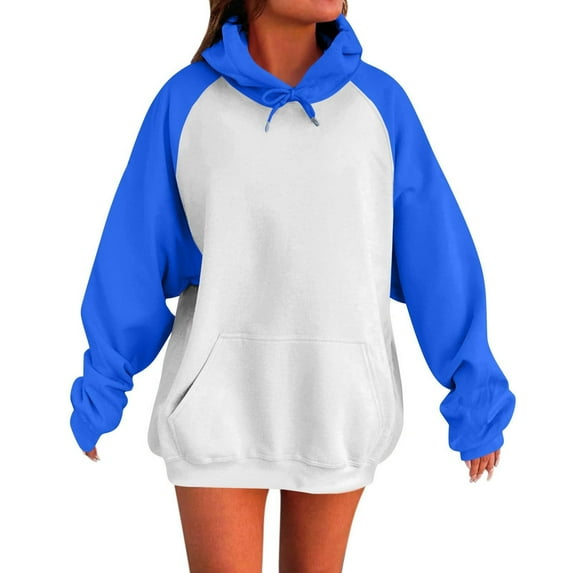 Mlzmgr Sweatshirts for Women Drawstring Hooded Pullover Tops with Pockets Womens Activewear Shirts Color Blocked