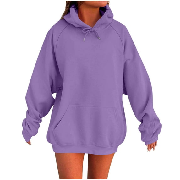 Mlzmgr Sweatshirts for Women Drawstring Hooded Pullover Tops with Pockets Womens Activewear Shirts Solid Color