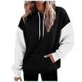 thumbnail image 1 of Mlzmgr Sweatshirts for Women Hooded Loose Fitted Fleece Sports Casual Tops with Pockets Outdoor Active Color Bloced, 1 of 7