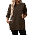 thumbnail image 1 of Mlzmgr Sweatshirts for Women Long Sleeve Crew Neck Casual Sports Womens Athletic Tops with Pockets Daily Wear Solid Color, 1 of 8